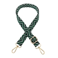 2.5cm wide geometric wave pattern shoulder strap with golden metal lobster clasps - Gold Buckle / 02-Black Green