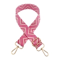 Colorful wide shoulder strap with pink beige geometric pattern and gold metal hooks - Rose Pink
