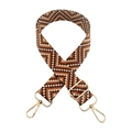 Detail of adjustable geometric weave strap with 3.8cm width and gold metal lobster clasps - Dark Brown