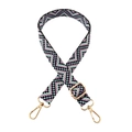 Adjustable colorful jacquard shoulder strap with wavy pattern and golden metal hooks - Gold Buckle / 04-Blue Purple