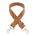 Detail of adjustable woven chevron strap in brown and beige with gold metal lobster clasps - Yellow Brown
