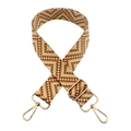 Adjustable 3.8cm woven bag strap with brown geometric pattern and gold hardware - Yellow