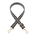 Adjustable geometric diamond pattern bag strap with golden lobster hooks and woven fabric - Gold Buckle / Black and Gray