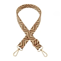 Detail of adjustable woven bag strap with brown and black checkered pattern and gold hardware - Grey Yellow