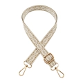 Adjustable beige geometric jacquard strap with gold metal hooks for crossbody bags - Gold Buckle / Khaki
