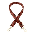Detail of adjustable geometric strap with gold lobster claw clasps and woven pattern - Wine Red Coffee