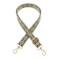 Adjustable 2.5cm jacquard handbag strap with green diamond patterns and gold buckles - Gold Buckle / Army Green
