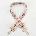 Adjustable bohemian floral wide shoulder strap with golden hooks for crossbody bags - Gold Buckle / No. 321 White Brown Flower