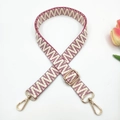 Adjustable woven strap with red-purple geometric patterns and gold lobster clasps - Wine Red Large V Pattern