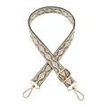 Detail of adjustable 2.5cm jacquard shoulder strap with gold swivel hooks and rhombus pattern - Dark Khaki