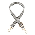 Detailed view of jacquard geometric pattern woven strap with gold metal lobster clasps - Light Grey Dark Grey