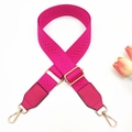 Detail of rose pink 3.8cm wide arrow pattern bag strap with gold metal swivel hooks - Rose Red