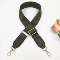 Detail of army green woven strap with chevron pattern and golden metal buckles - Army Green