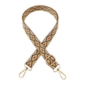 Detail of adjustable woven bag strap with geometric diamond pattern and gold metal hooks - Gold Buckle / Style A Light Pink Yellow