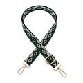 Adjustable 2.5cm jacquard bag strap with vintage geometric patterns and gold metal buckles - Style A White Green