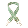 Adjustable green and white geometric jacquard woven shoulder strap with gold metal hooks - Gold Buckle / 3-Beige with Emerald Green