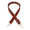 Detail of red jacquard cross-body strap with geometric pattern and gold hardware - Silver Clasp / 6-A Burgundy Light Coffee
