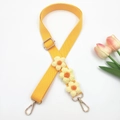 Handmade crochet daisy flower shoulder strap with yellow woven design and gold metal clips - Gold Buckle / Yellow