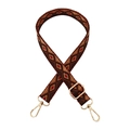 Detail of colorful geometric diamond pattern woven bag strap with golden metal swivel hooks - Silver Clasp / 6-B Khaki Dark Coffee