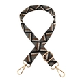 Adjustable geometric jacquard shoulder strap with gold metal buckles for handbags - 4-Black Gray