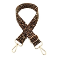 Adjustable leopard print bag strap with golden metal hardware and woven texture - Silver Clasp / Black Brown Leopard