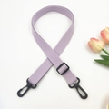 Adjustable lavender purple cotton bag strap with black rotating lobster clasps and buckles - 18 Light Purple