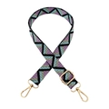 Detail of colorful geometric woven bag strap with adjustable buckle and gold hooks - 5-Black Purple