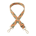 Adjustable geometric jacquard woven bag strap with golden metal hardware in retro patterns - 6-Orange Bean Green