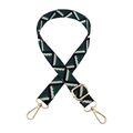 Close-up of colorful geometric woven bag strap with golden metal swivel hooks and slider - 8-Black Sea Blue