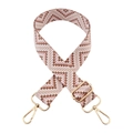 Detail of adjustable woven bag strap with pink geometric waves and gold metal hooks - B7-Lotus Root Pink