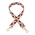 Macro detail of adjustable woven strap with pink geometric pattern and gold swivel clasp - 11-Pink Deep Purple