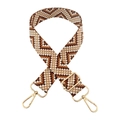 Detail of adjustable geometric woven strap with gold metal hooks and sliding buckle - B10-Dark Brown