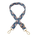 Adjustable colorful geometric jacquard bag strap with gold metal lobster clasps - 14-Lake Blue Beige White