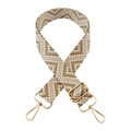 Detail of adjustable checkered wide shoulder strap with golden metal lobster clasps - B13-Khaki