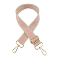 Tracolla jacquard rosa e beige con motivo a spina di pesce e ganci dorati lucidi - Fibbia Oro / Rosa con bordo beige