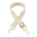 Close-up of beige woven replacement shoulder strap with adjustable gold lobster clasps - B14-Off White