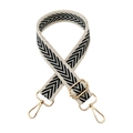 Tracolla regolabile con motivo jacquard a spina di pesce bianco e nero e ganci dorati - Fibbia Oro / Bordo Beige Grigio