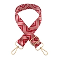 Detail of red and cream checkered woven bag strap with golden metal lobster clasps - B15-Wine Red