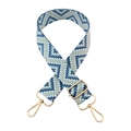 Adjustable bag strap with blue and white geometric wave patterns and gold hardware - B16-Lake Blue