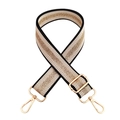 Adjustable black and gold woven replacement strap with polished gold-tone lobster clasps - Silver Clasp / Twist Gold Thread Beige