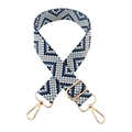 Macro view of blue and white ethnic geometric weave pattern on a wide replacement bag strap - B18-Dark Blue