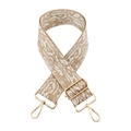 Thick wide shoulder strap with beige snake pattern texture and gold metal hooks - Khaki