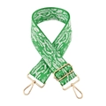 Adjustable wide canvas strap with green tiger pattern and gold hardware for crossbody bags - Silver Clasp / Green