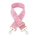 Detail of thickened pink and white woven bag strap with adjustable gold metal hardware - Silver Clasp / Rose Pink
