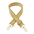 Close-up of yellow and white herringbone patterned woven bag strap with gold metal hooks - Style 14 Yellow White (Yellow Edge)