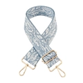 Adjustable wide replacement bag strap with blue and cream vintage floral embroidery - Light Blue