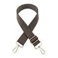 Macro shot of dark brown adjustable wide guitar strap with golden metal lobster clasps - Dark Gray
