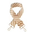 Adjustable checkerboard woven strap with gold metal hardware and swivel hooks - Gold Buckle / G3-White and Brown Plaid