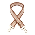 Detail of adjustable polyester bag strap featuring arrow pattern and gold metal hooks - Style 16 Pink Khaki (Lotus Root Edge)