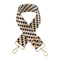 Detail view of checkerboard pattern fabric strap with gold metal lobster clasps - Gold Buckle / G4-Beige and Blue Plaid